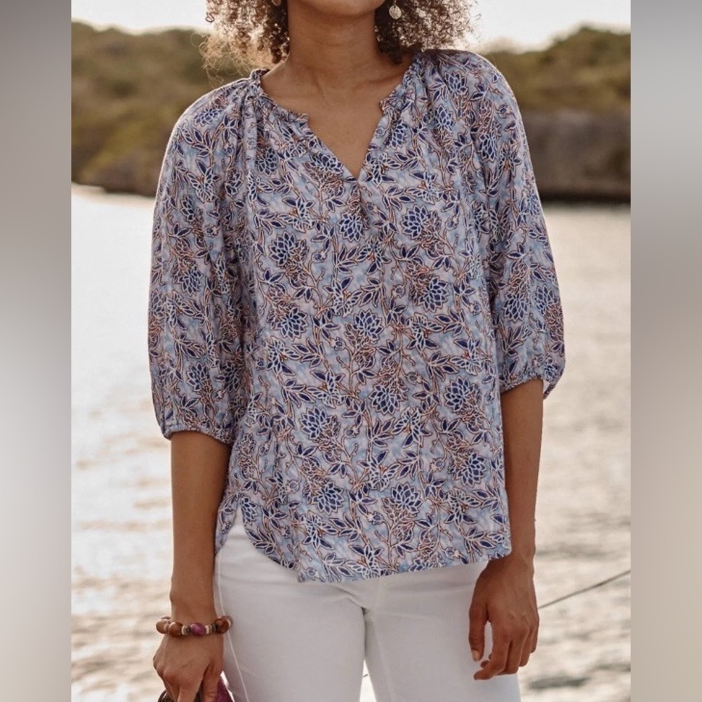 J. Jill Love Linen Floral Top Sz SP